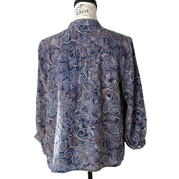 Johnny Was Jade Venus Peasant Top Silk Floral Top Boho Womens Size M - Picture 4 of 9